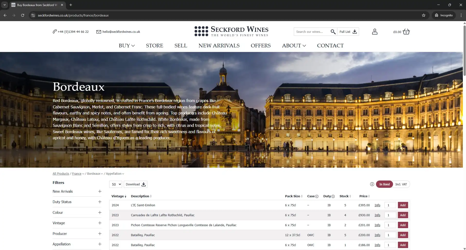 Seckford Wines Website Screenshot