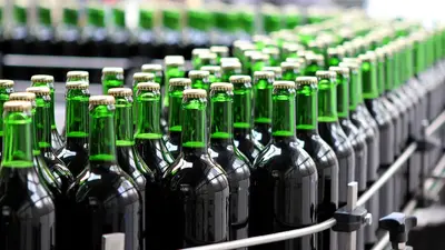 Bottles on a production line
