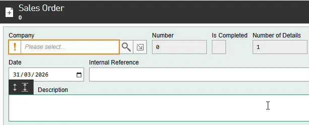 Selecting a Company for a Sales Order