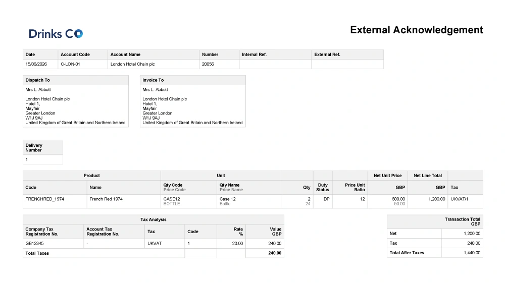 Document generated from ERP