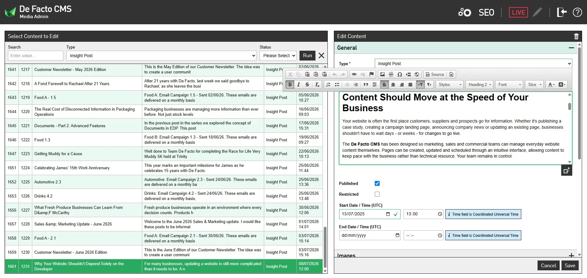 INSIGHT CMS DE FACTO